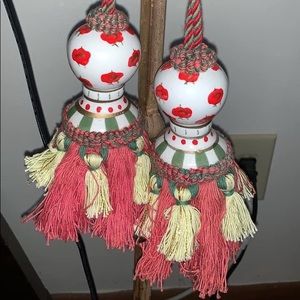 Vintage Mackenzie Childs Inspired Tassels Red Green White Rosettes